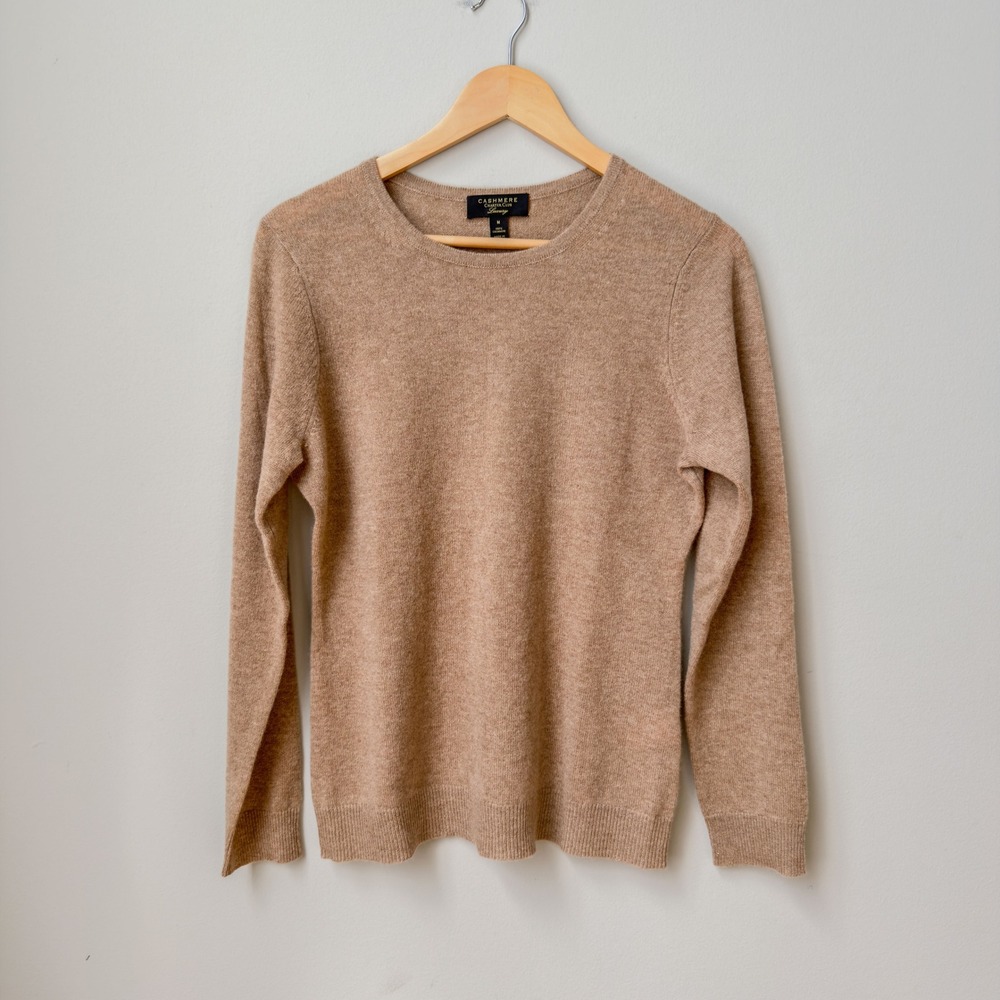 Women's Charter Club Luxury 100% Cashmere Camel Tan Sweater Size M